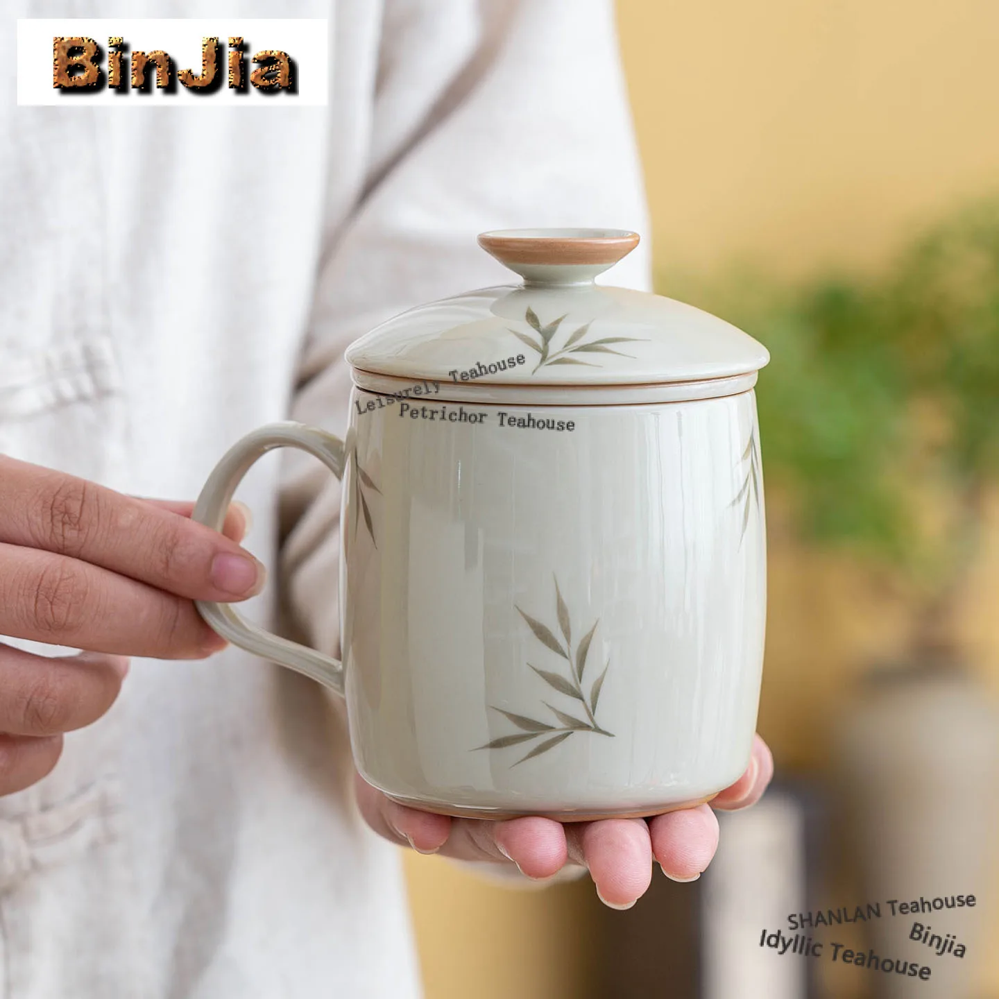 

340 мл ручная роспись бамбуковый фильтр, чашка-сепаратор для чая, древняя кружка для чая с заварочным устройством, домашнее приготовление чая, офисные украшения для чашки с водой