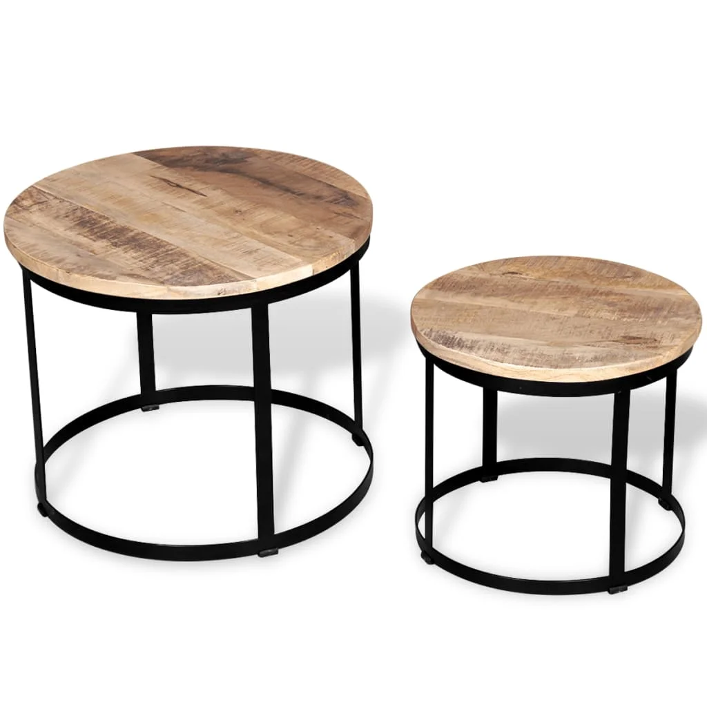 

Coffee Tables Living Room Modern Coffe Table Home Decor Two Piece Set Rough Mango Wood Round 40 cm/50 cm