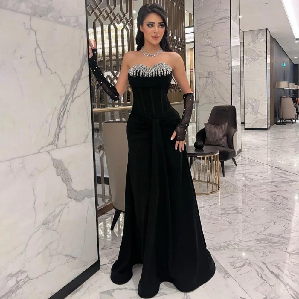 Robe de bal de forme sirène pour femmes, personnalisée, exquise, manches mi-longues, charmante, perles, robe de soirée élégante, chérie