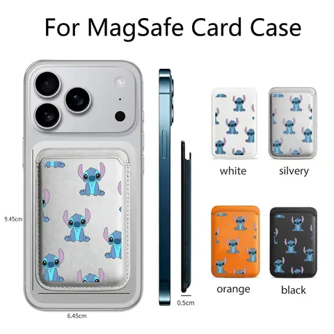Stitch cartoon Magnetic Leather Wallet Case For iPhone 17 16 15 14 Samsung Huawei Card Holder with Magnet Covers
