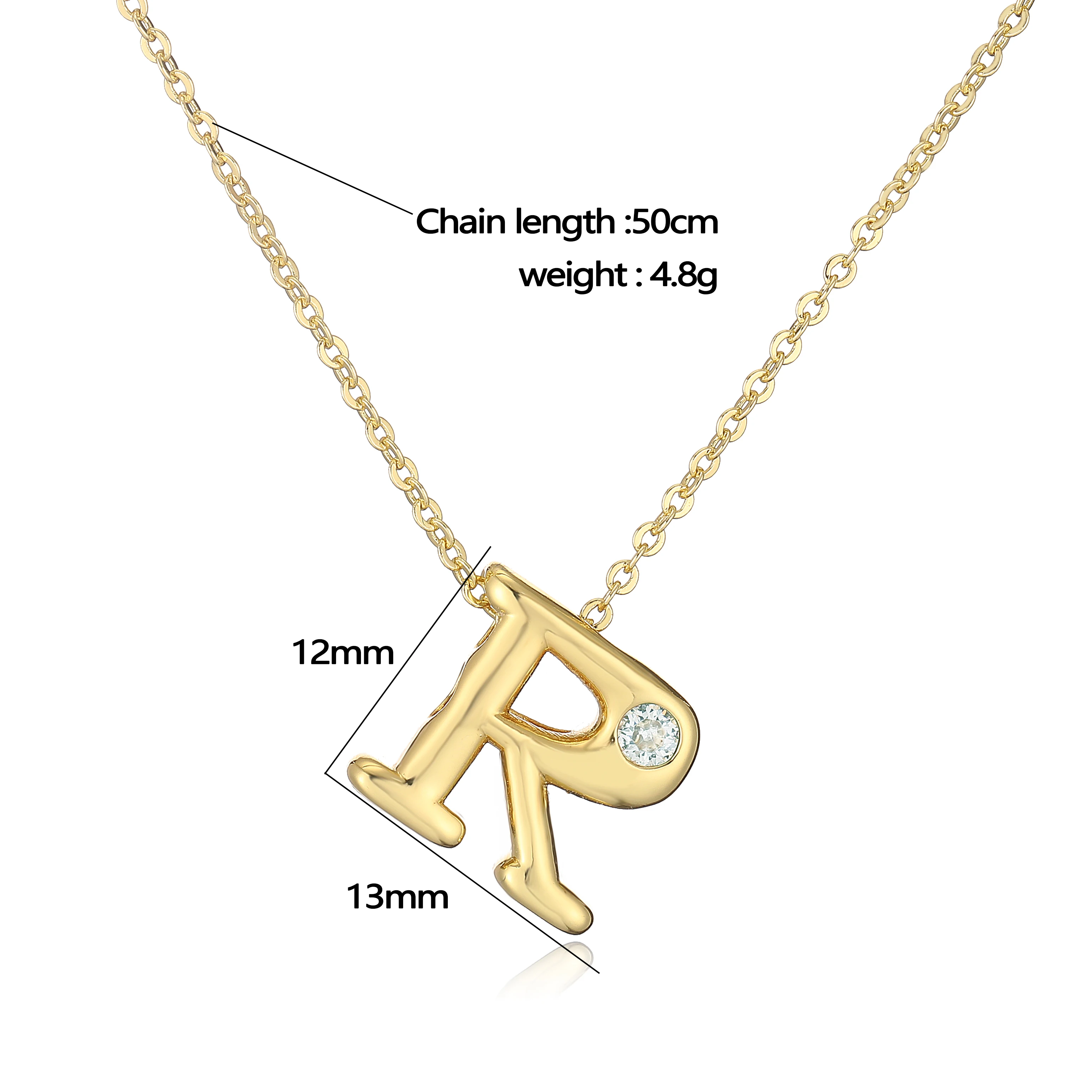 HECHENG,Simple And Exquisite Initials A-Z 26 Letters 18K Golden Plated Inlaid CZ Stone Couple Unisex Jewellery Gift