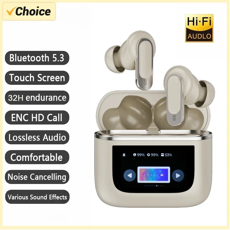 LED Display ENC TWS Earbuds HIFI Sound ANC Noise Reduction Touch Screen Control LED Battery Indicator JL Wireless Earphone Heads