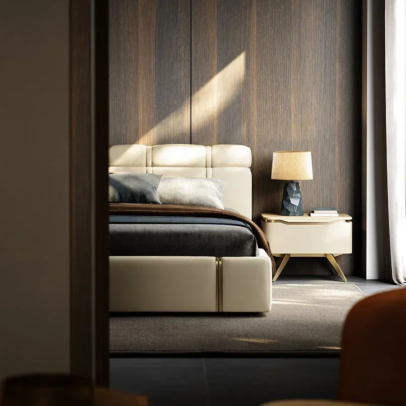 

Italian Minimalist Luxury Villa Large Flat Floor Home Master Bedroom Light Luxury Double Bed