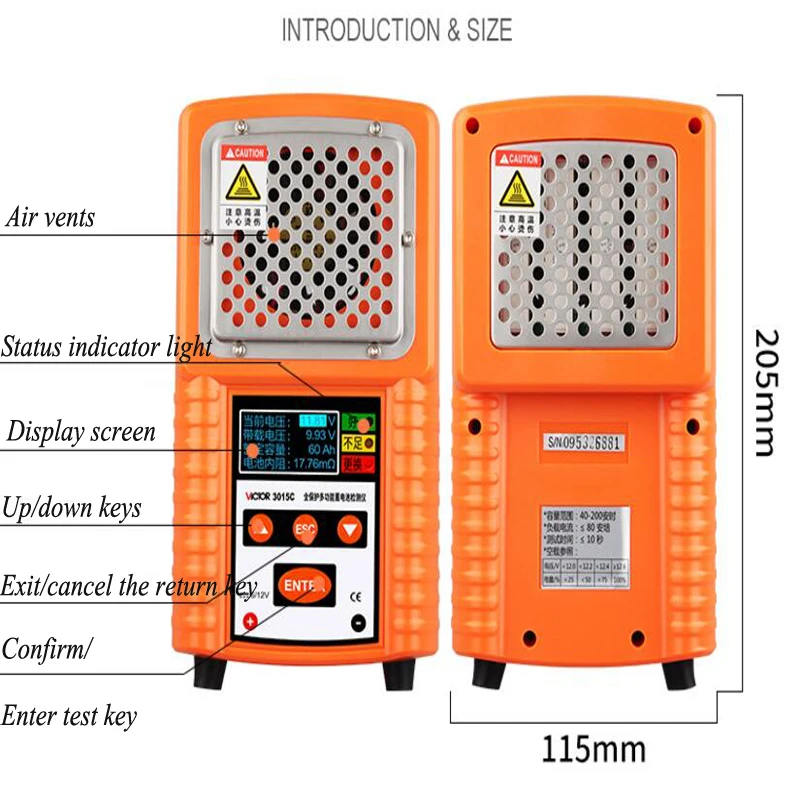 Car Battery Detector 12V Digital Display Battery Capacity Detector Car Battery Tester LED Analyzer Diagnostic Tool VC3015C