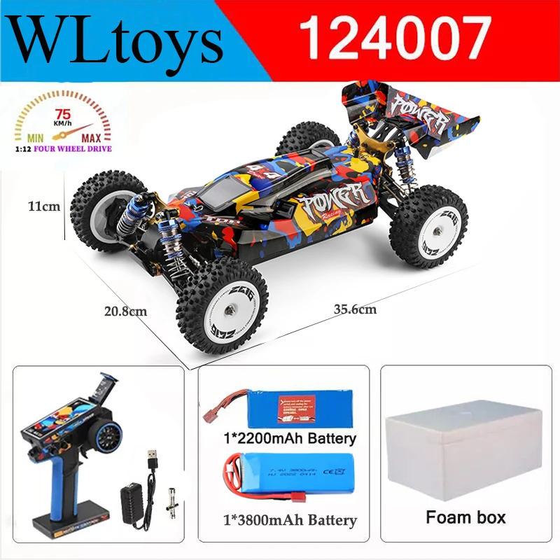 Wltoys 124007 V8 1/12 2.4G Racing RC Cars 4WD Brushless Motor 75Km
