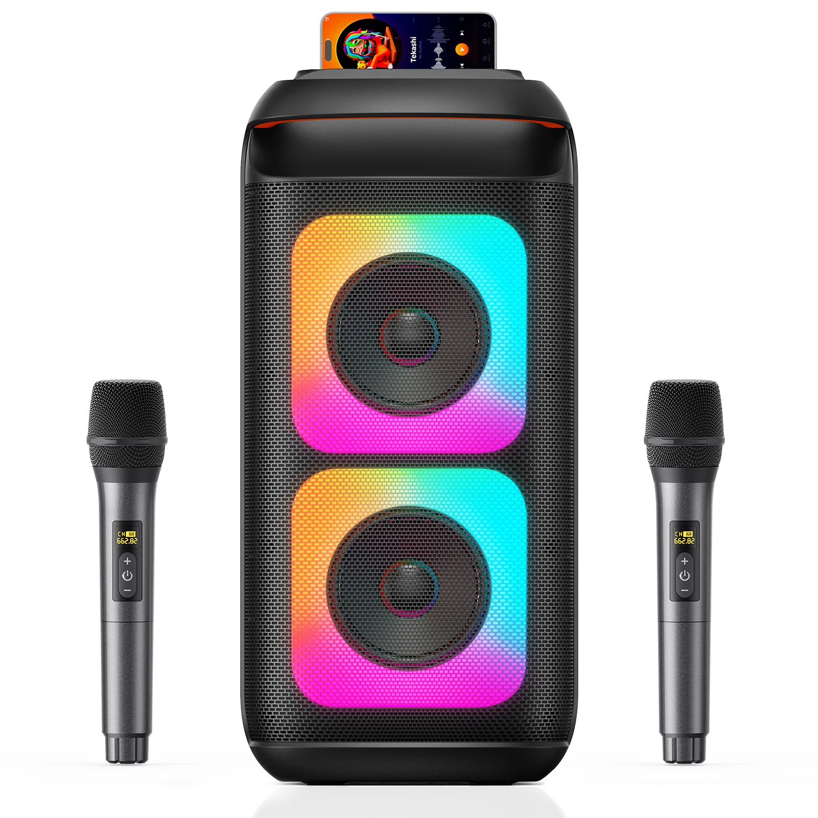 

T37 Large Bluetooth Speaker, Karaoke Machine with Two Microphones, Usb,Tf Card, Recording, with Tws, with Reverb Karaoke Speaker