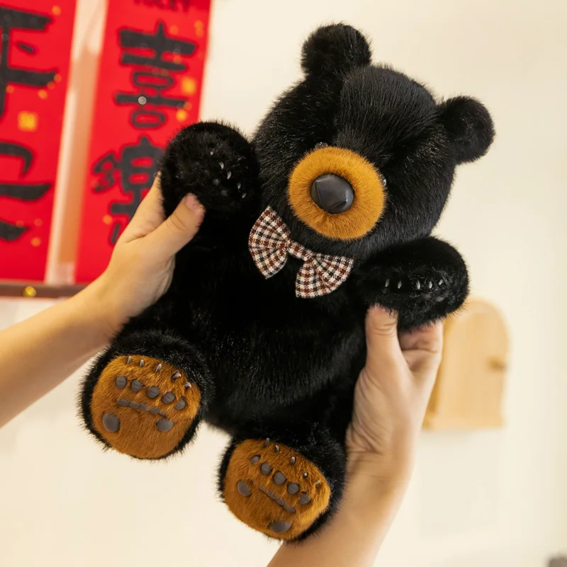 

Brown Bear Plush Toy Realistic Simulation Stuffed Animal Doll with Bow Tie Cute Huggable Gift for Girls Birthday Present