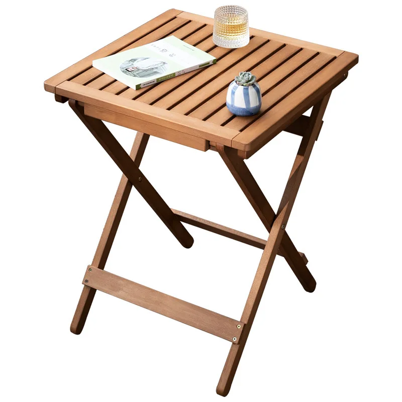 

Outdoor folding small Solid wood portable coffee Household balcony Multifunctional dining Simple and cha