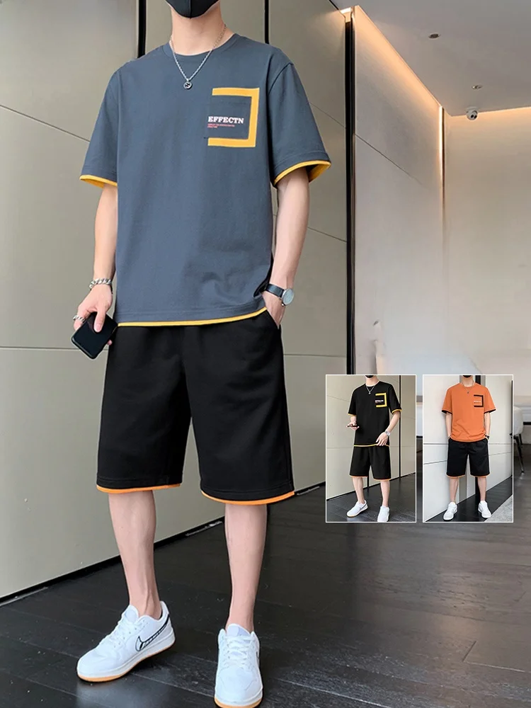 ensemble-de-sport-decontracte-d'ete-tucano-pour-homme-en-coton-fin-avec-short-vetements-de-travail-tendance-en-pur-coton