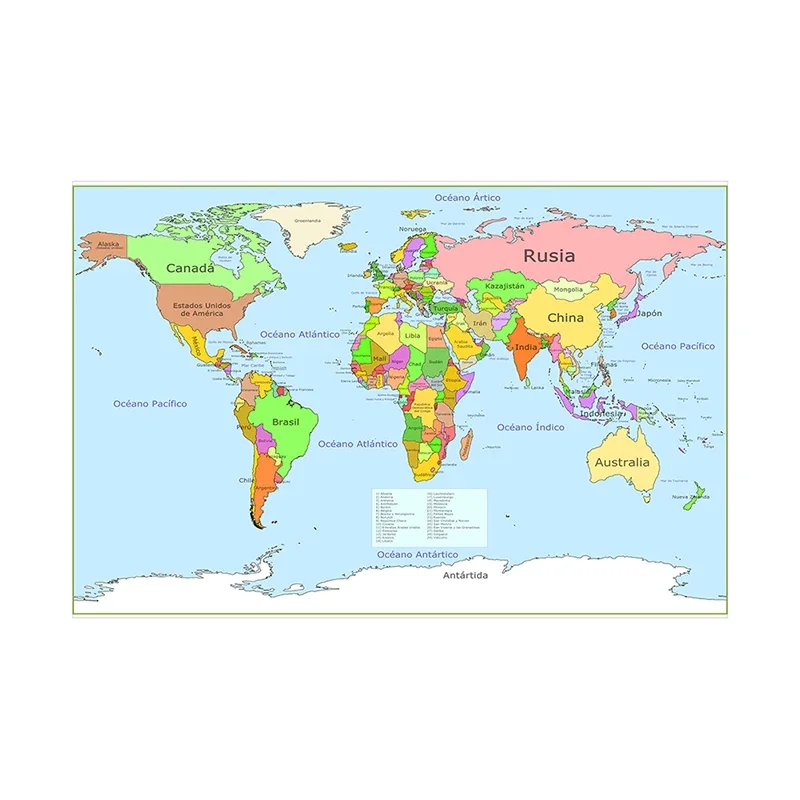 90*60cm Spanish The World Map Canvas Painting Wall Art Picture Living Room Home Decoration Children Study Supplies