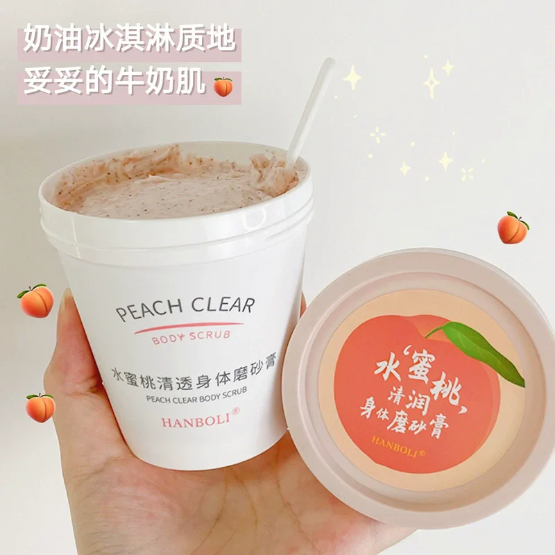 Peach body scrub removes hydration, moisturizes, cleanses, softens keratin and goosebumps ice cream scrub