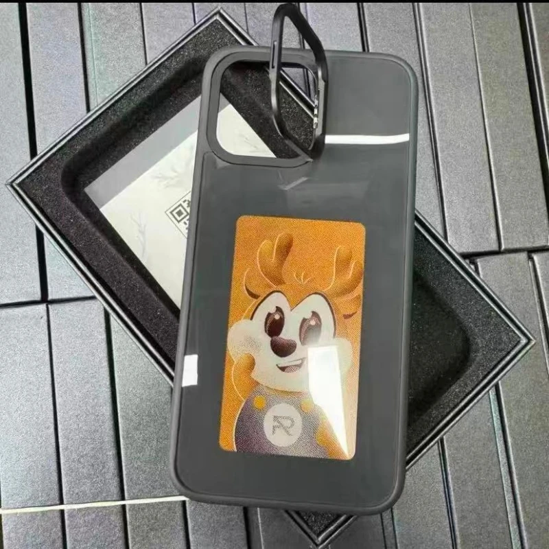 New Designer Luxury NFC DIY Smart E-Ink Screen for iPhone14 15 16 17 Display Cover TPU+PC Mobile Phone Case Cell Phone Protector