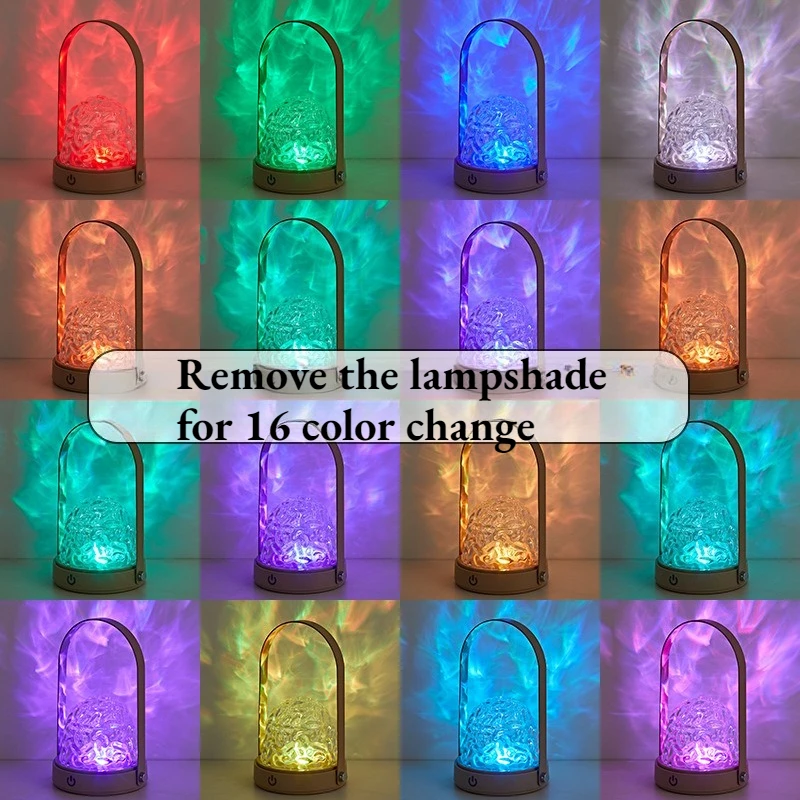 2026 New Dynamic Water Ripple Projection Lamp Portable Handheld Rechargeable Table Light For Bedroom Bedside Decor