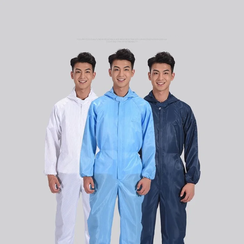 Man Woman Dust-proof Anti Static Hooded Cleanroom Garment Paint Uniform overall Clothing One-piece Cryelectrostatic Jumpsuit Zip