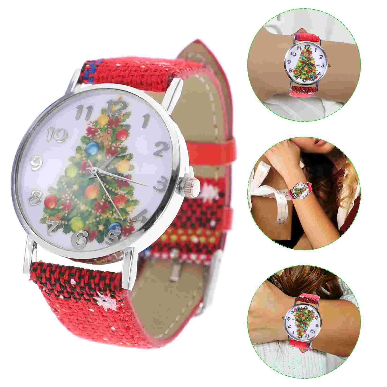 Women Fashionable Watch Christmas Pendant Elegant PU Quartz Wristwatch Beautiful Leisure Snowflake Style Watch Jewelry f