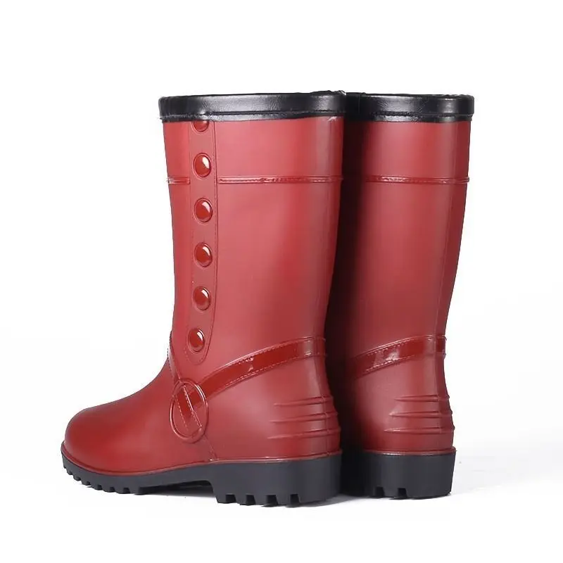 Warm Winter Women Raining Boots Winter Non-slip Female Rain Boots Medium and High Tube One Piece Imitation Leather Women Boots