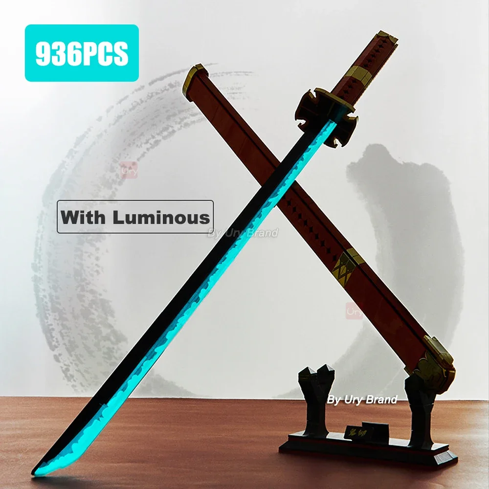 Japanese Anime Ninja Samurai Sword Katana Luminous Butterfly Nichirin Knife Ananta MOC Weapon Blocks Toy Set for Adult Boys Gift