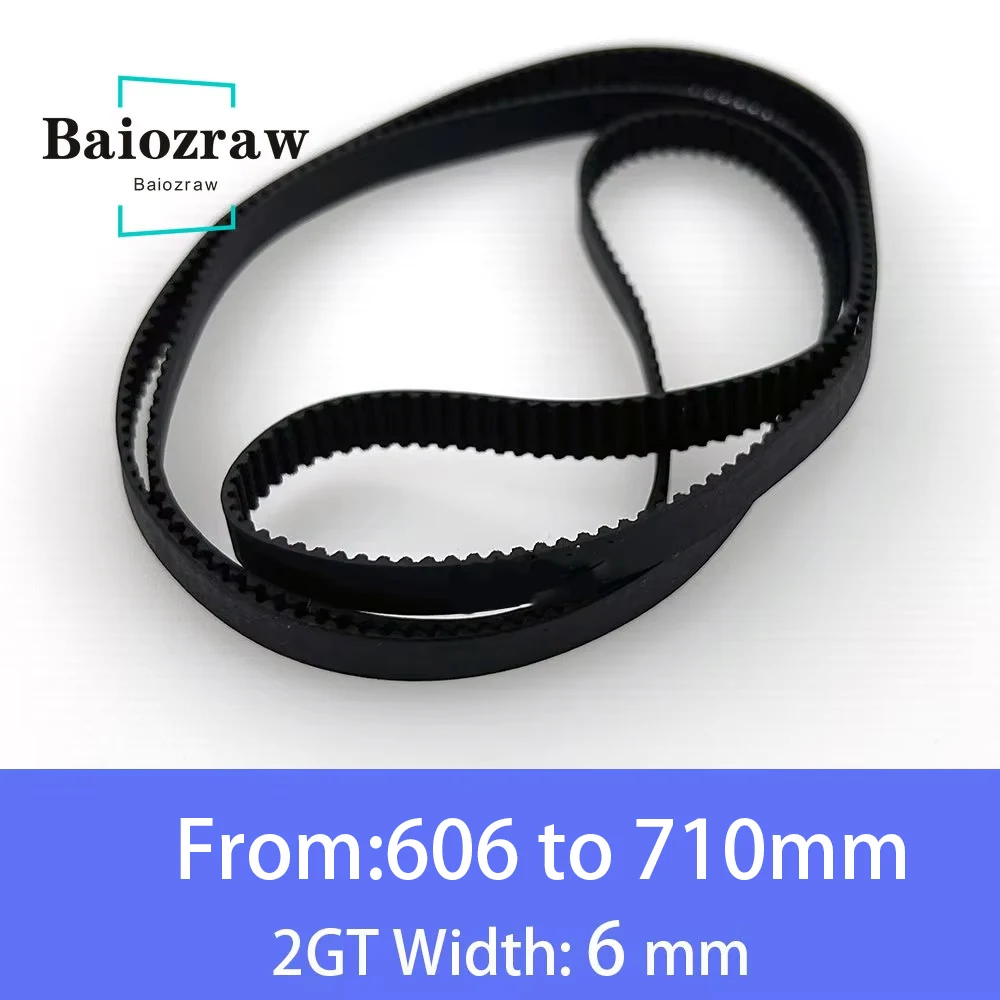 Piezas de impresora 3D GT2, correa de distribución de goma de bucle cerrado, 6mm, 606, 610, 616, 630, 640, 650, 660, 670, 690, 696, 700mm, 2GT, 1 piezas