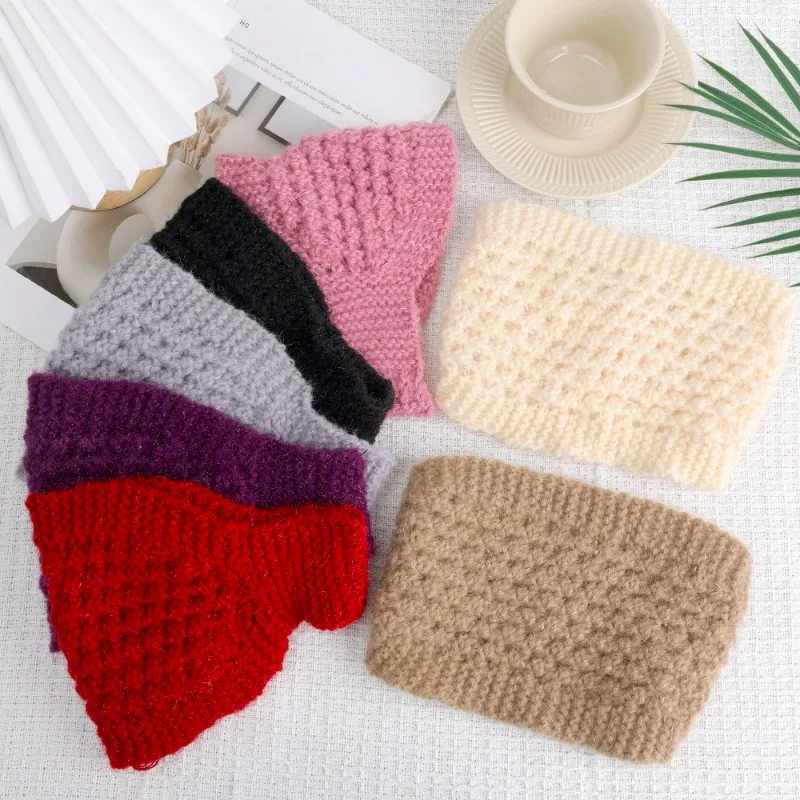 Ear Protection Wool Headband Headwear Knitted Wool Wide-Brimmed Headband Warm Ear Protection Woolen Cap Gift Hair Accessories