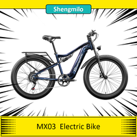 Shengmilo MX03 Electric Bike 26*3.0in Tire 500W Bafang Motor 25km/h Max Speed 48V 15Ah Battery 180kg Load Adult Ebike