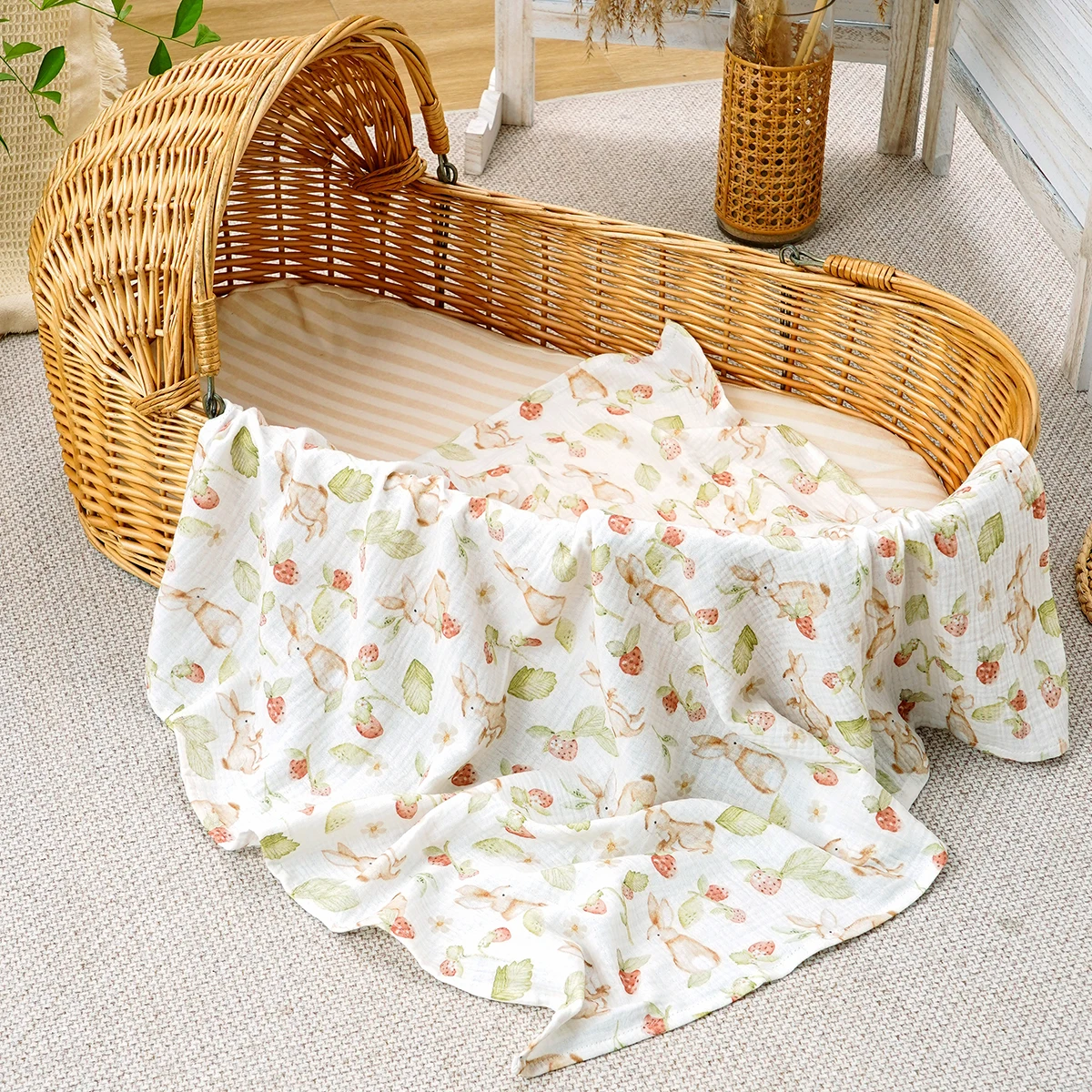 Elinfant 100% القطن الوليد قماط التفاف لينة مريحة منشفة استحمام قماط البطانيات الشاش قماط البطانيات كريب القماش