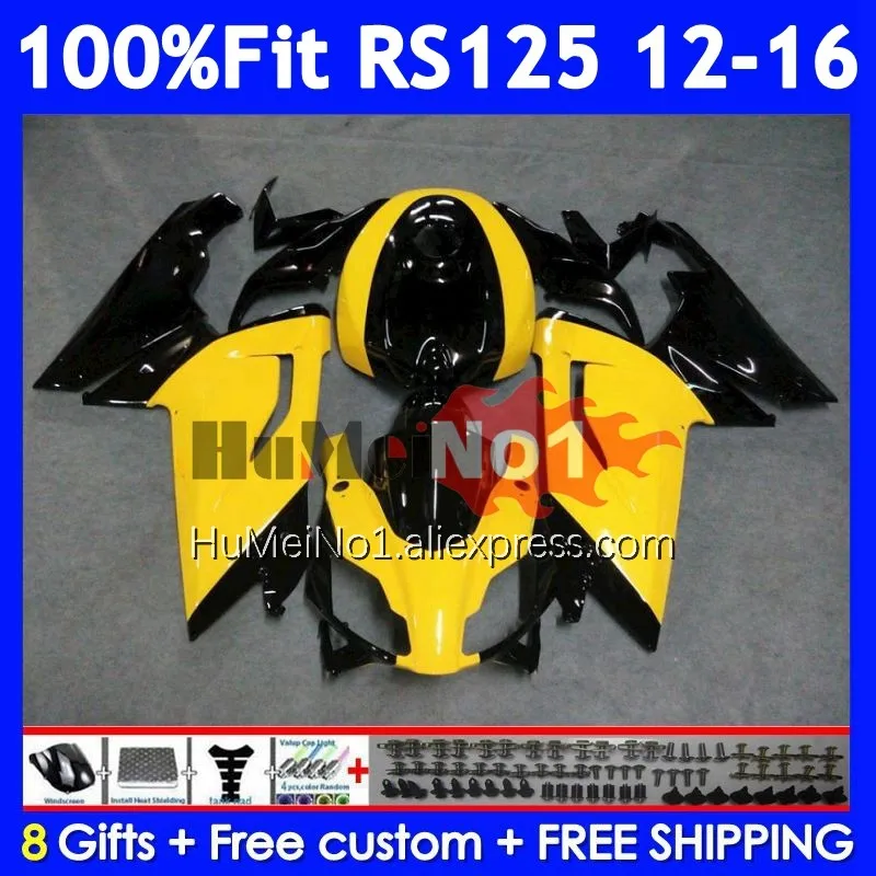 Yellow black Injection Kit For Aprilia RS-125 RSV125 R RS125 12 13 14 15 16 313No.9 RS 125 2012 2013 2014 2015 2016 OEM Fairing