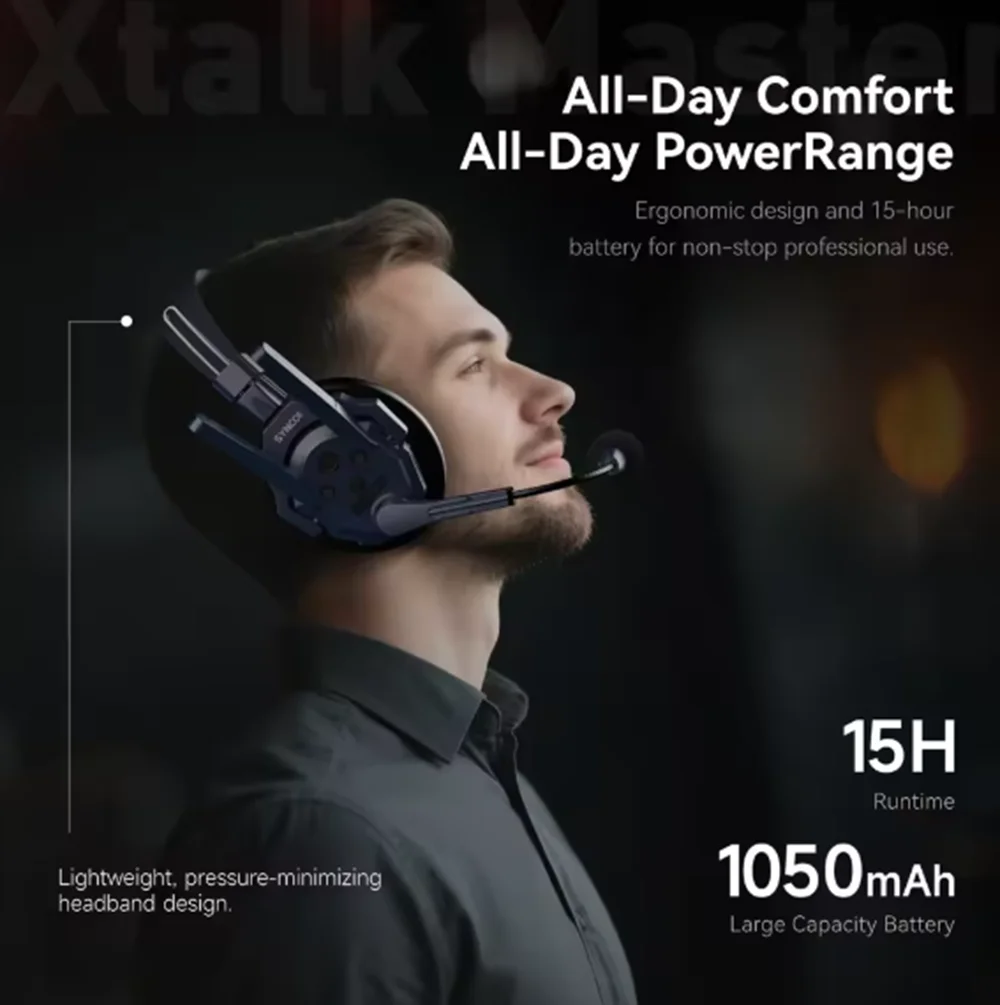 SYNCO Xtalk Master XM8 2.4G Full Duplex Noise Reduction Microphone Wireless Headset Intercom for Movie Live Studio Stage