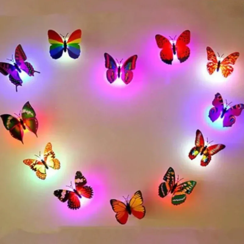 20pcs 3D LED Butterfly Decoration Night Light Sticker Single and Double Wall Light for Garden Backyard Lawn Party Festive Party