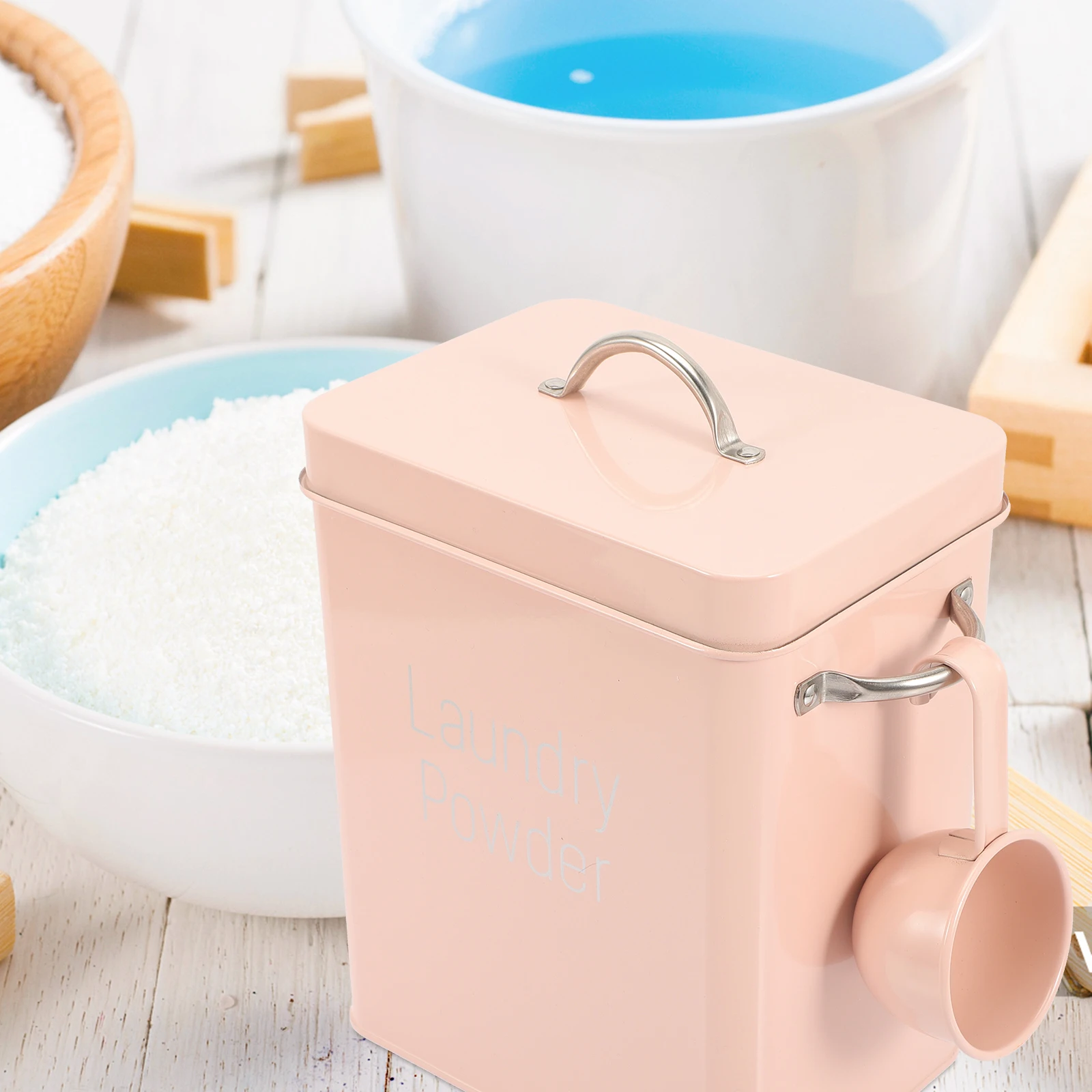 

Laundry Powder Container Iron Bucket Storage Bins Lidded H Refillable Containers Detergent Case Home Storage