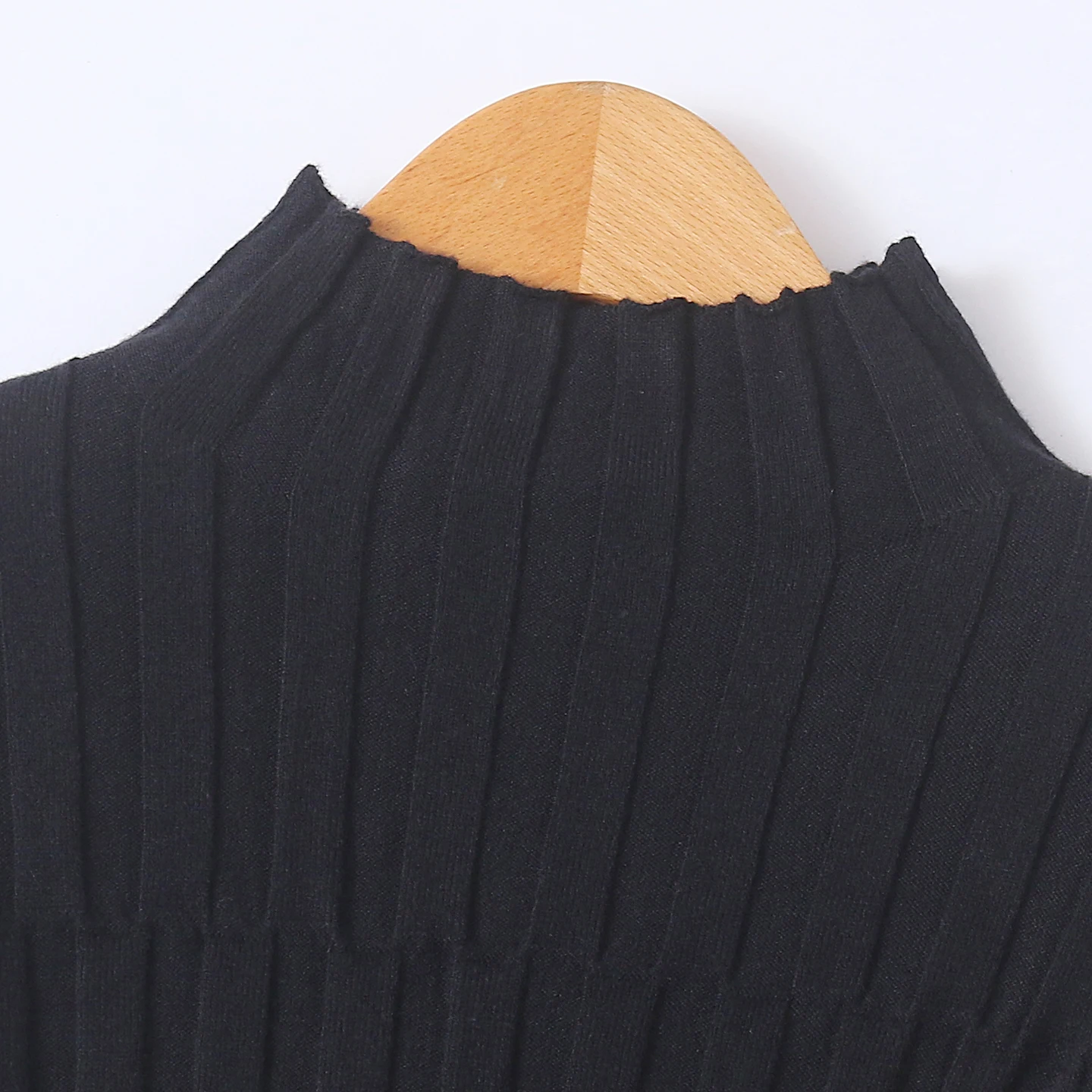 

High Elastici Long Sve Knitted Sweater f High Collar Base Layer Autumn New Sle Women's Slim Fit Striped Knitwear