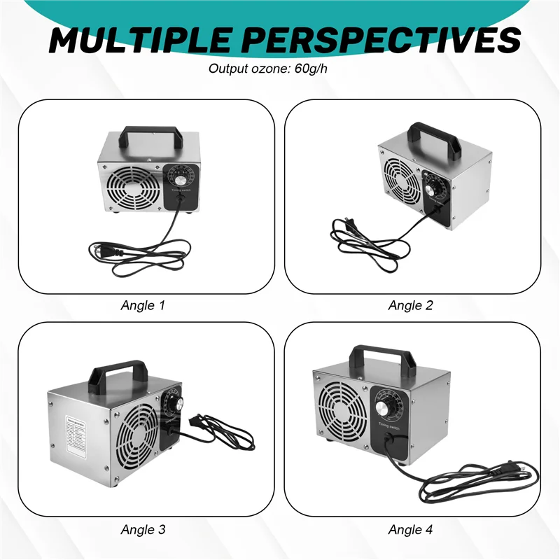 เขา-เครื่องกําเนิดโอโซน 60G เครื่องฟอกอากาศแบบพกพา O3 Ozonator ทําความสะอาดบ้าน Desinfection Ozonizer ลบฟอร์มาลดีไฮด์