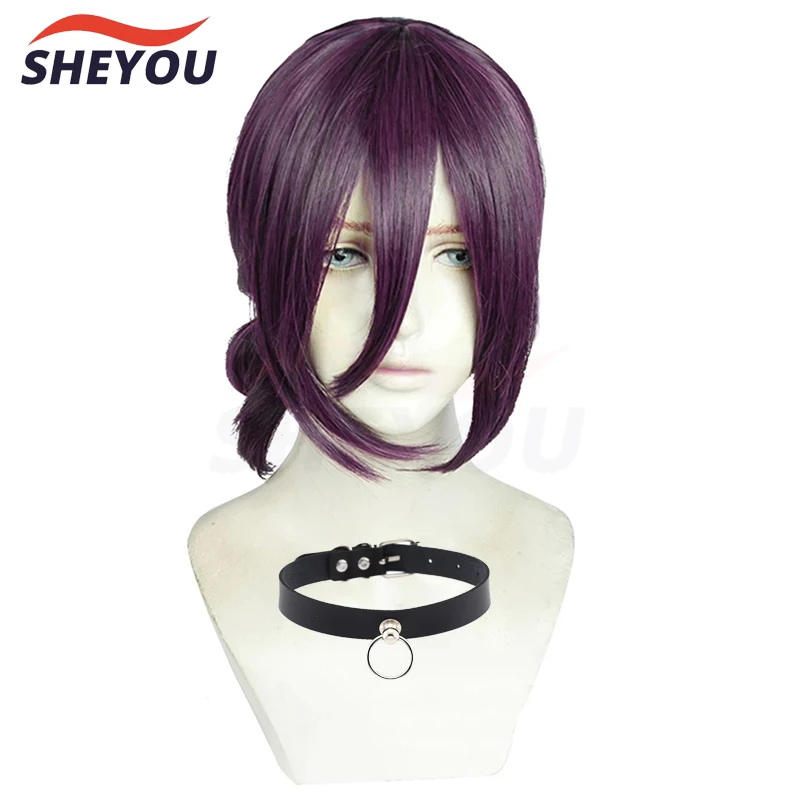 Reze Cosplay Wig Anime Cosplay Purple Brown Ponytail Hair Pelucas Halloween Carnival Party Role Play Wigs + Wig Cap