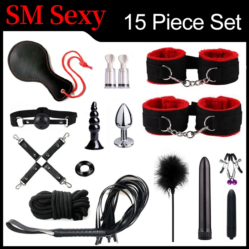 8/11/15 Pz/set Butt Plug Tappi Anali Gag Maschera per Gli Occhi Dadi Del Sesso BDSM Letto Flirtare Coda di Volpe Giocattoli Adulti Del Sesso Kit per Le Coppie
