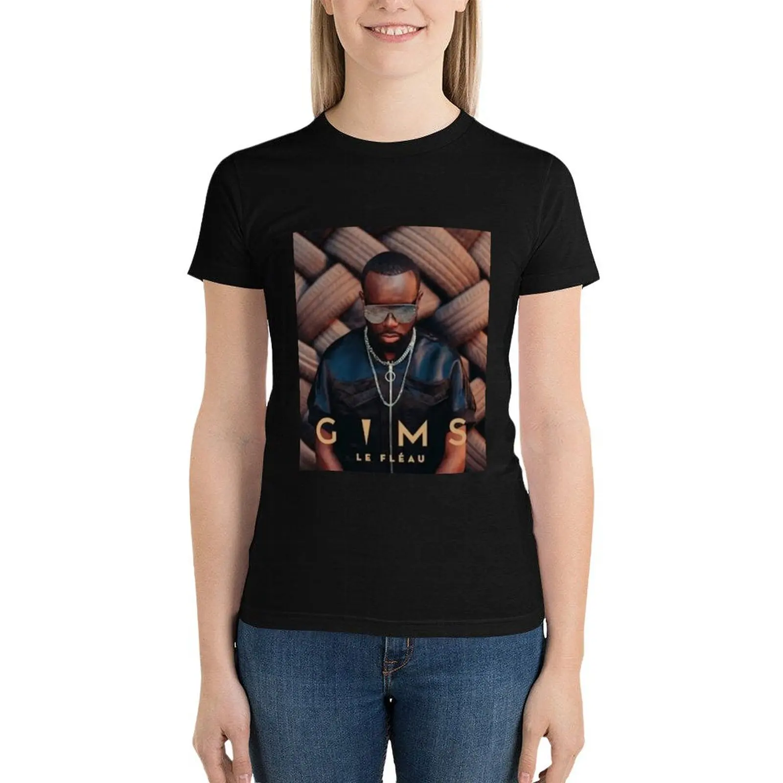 

GIMS LE FLEAU poster T-Shirt female kawaii clothes tops Women tops