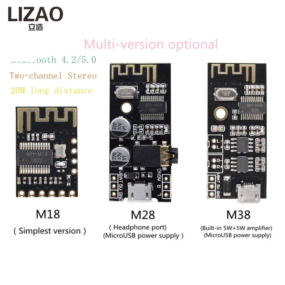 LIZAO MH-MX8 Wireless Bluetooth 4.2 Audio Receiver Board, Lossless MP3 Decoder Module DIY Audio Kit