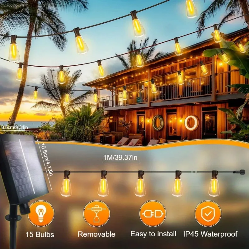 Kup 1, otrzymaj 10 gratis! Świąteczne lampki solarne sznurkowe, 30 LED, automatyczne włączanie od zmierzchu do świtu, nietłukące się, wodoodporne, zewnętrzne lampki dekoracyjne.