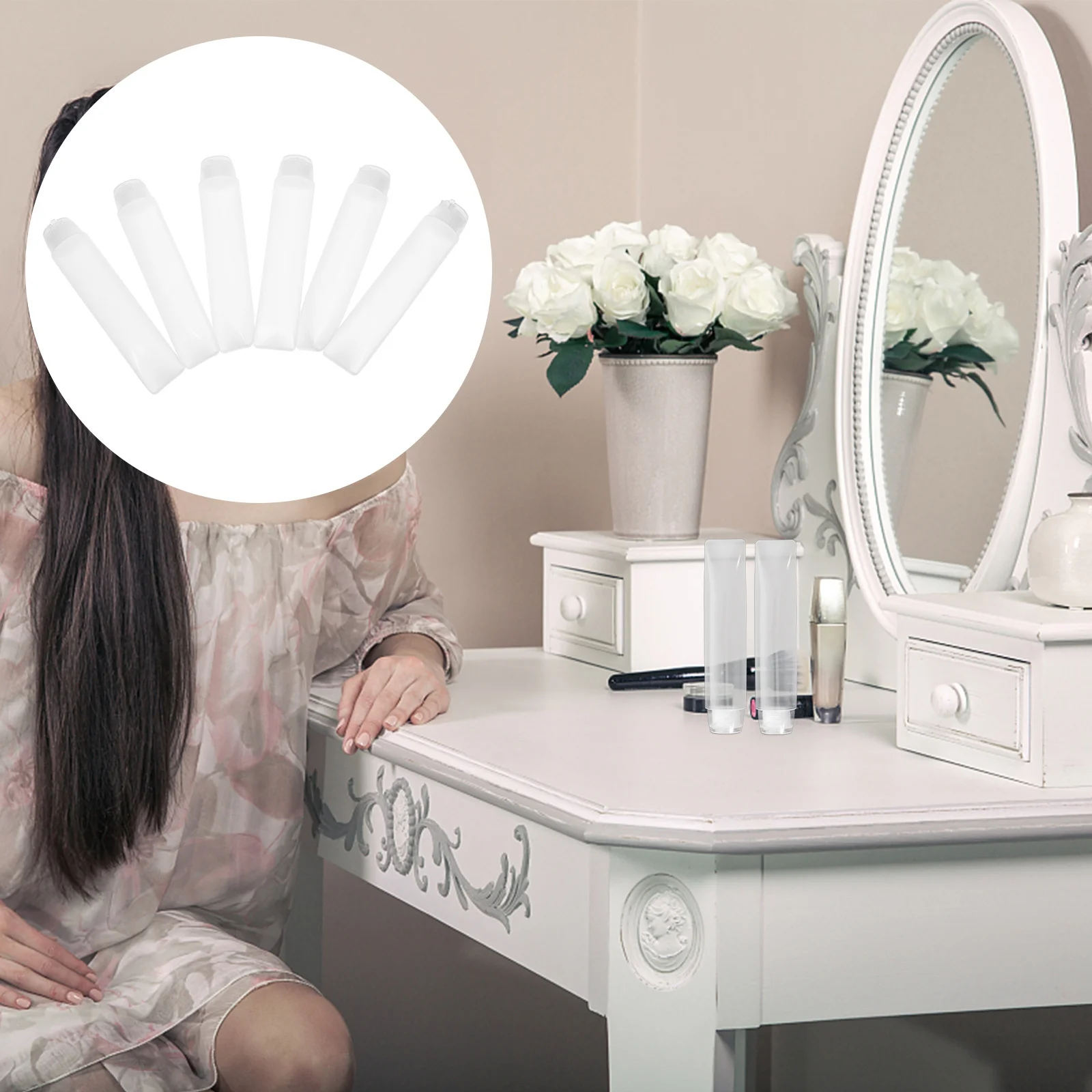 

6Pcs 50Ml Emulsion Bottles for Cosmetics Leakproof Makeup Dispensers Travel Bottle Set Portable Liquid Storage Soft Squeeze