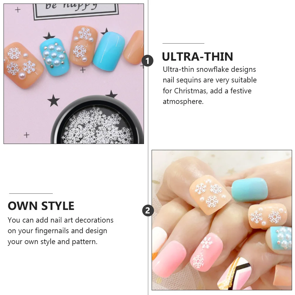

3 Boxes Snowflake Nail Art Decorations Christmas Manicure Charms Nail Stickers Sequins Ultra-Thin DIY Accessories