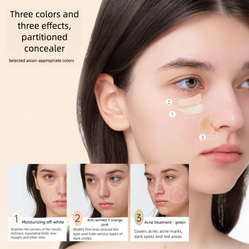 BABI Three-Color Concealer Multi-Purpose Cream Light And Thin for Full Face Coverage