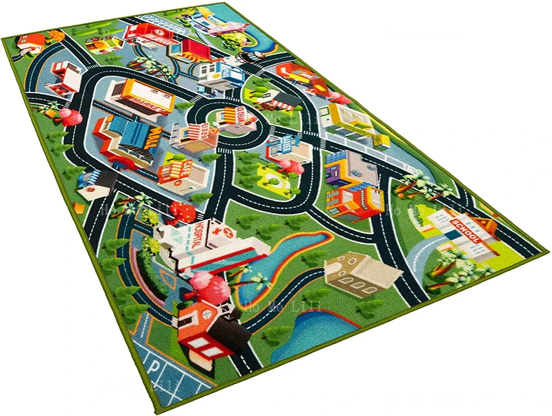 Kids Flannel Floor Rugs Fun Play City Map For Wheels Track Racing And Toys For Cars Carpet Toddler Boys Bedroom Living Room