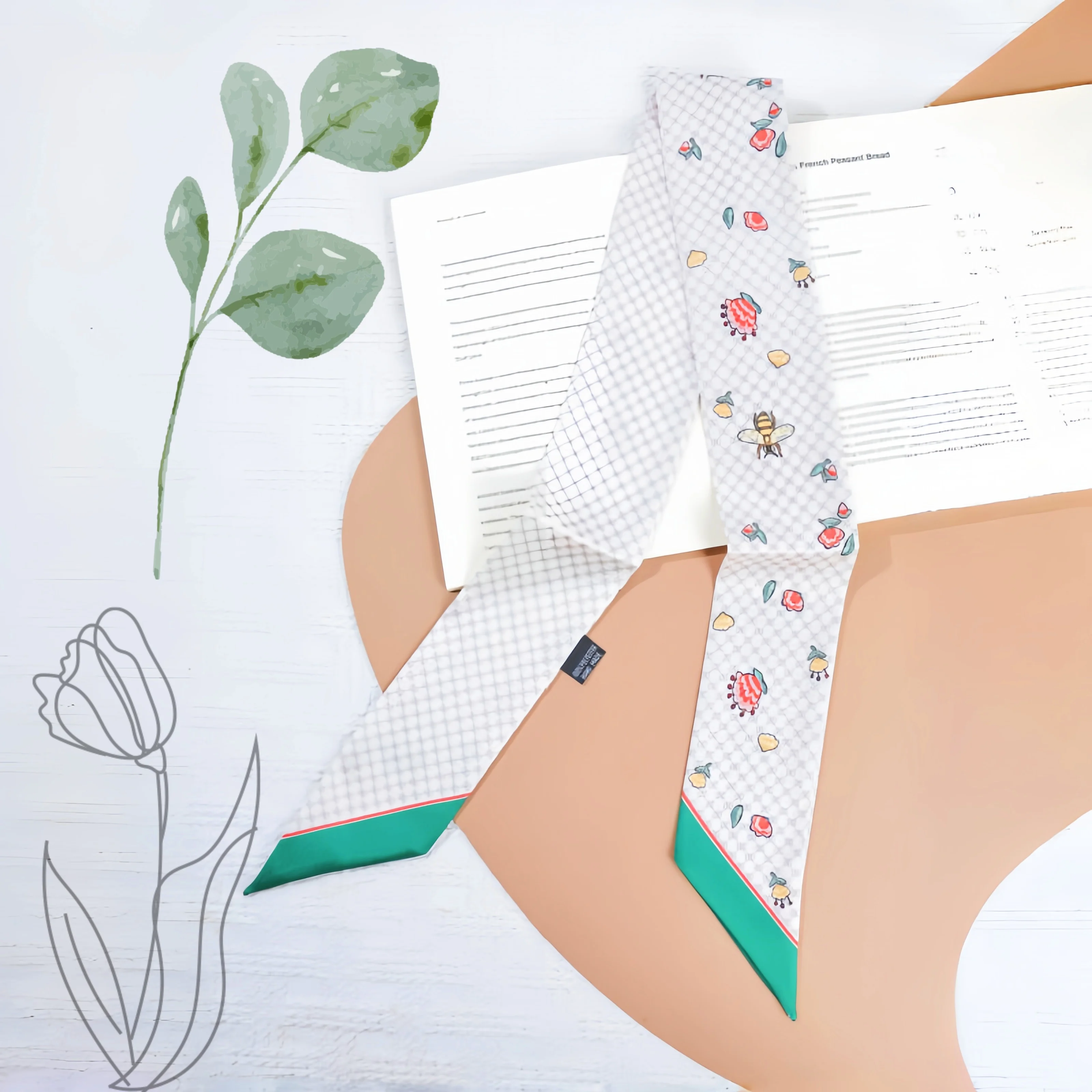 Jedwabna apaszka, gumka do włosów, mała kwadratowa chusta na szyję lub do ozdabienia uchwytu torebki, damski dodatek modowy.