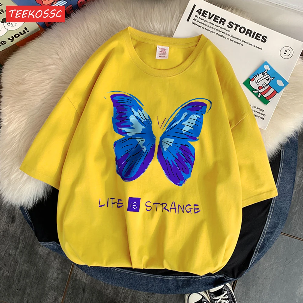 

Life Is Strange Blue Butterfly Printed Men Tee Shirt Senior Sports Tshirt Design Hip Hop T-Shirt Senior Fashion Short Sleeved