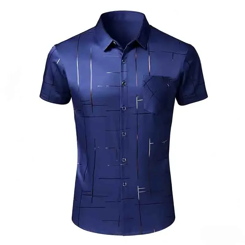 

Дышащая мужская рубашка с коротким рукавом, модель 2026, с принтом, для офиса и деловых встреч