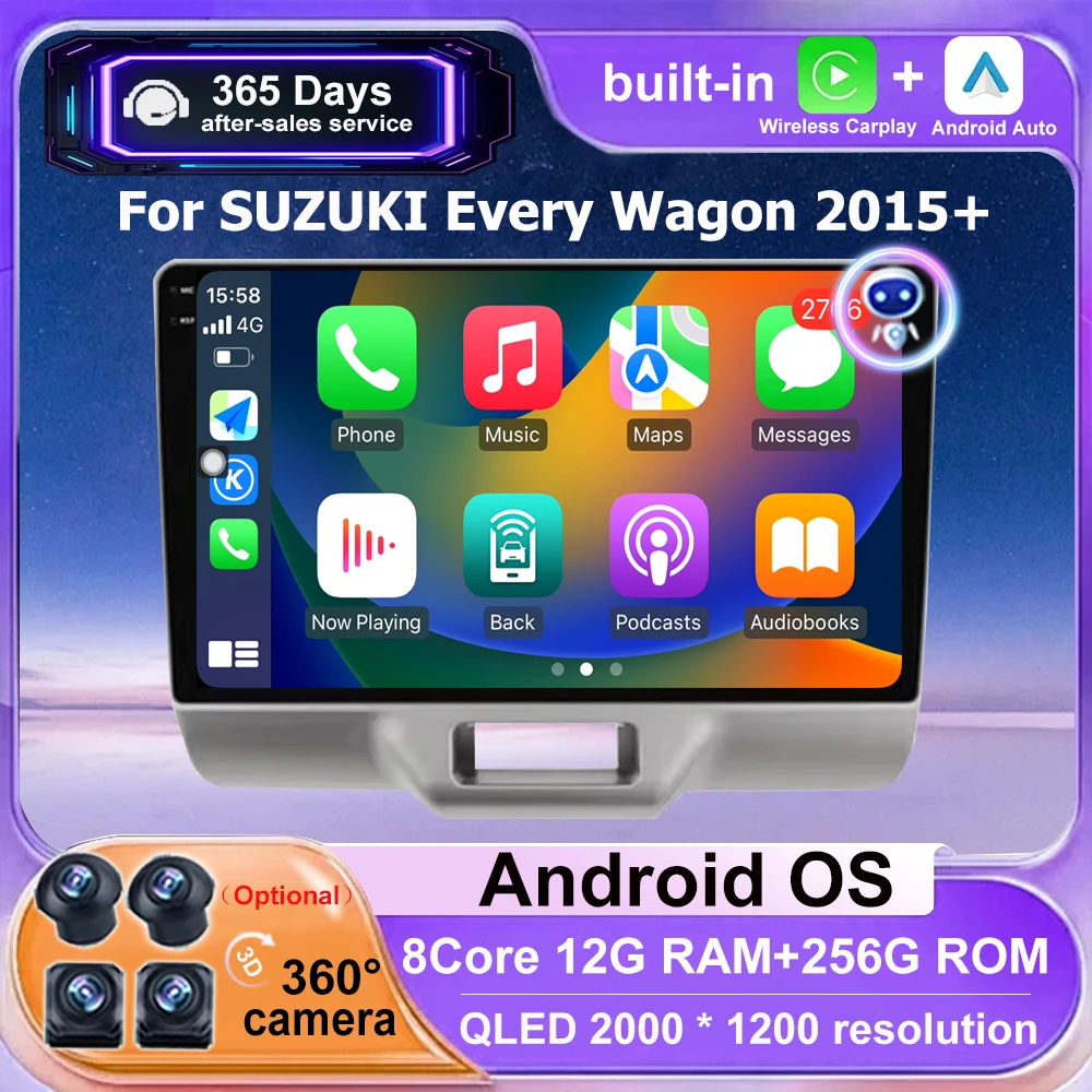 

360 Camera Car Radio Multimedia Video Player Navigation GPS For SUZUKI Every Wagon 2015+ Android Auto Wireless Carplay BT DSP