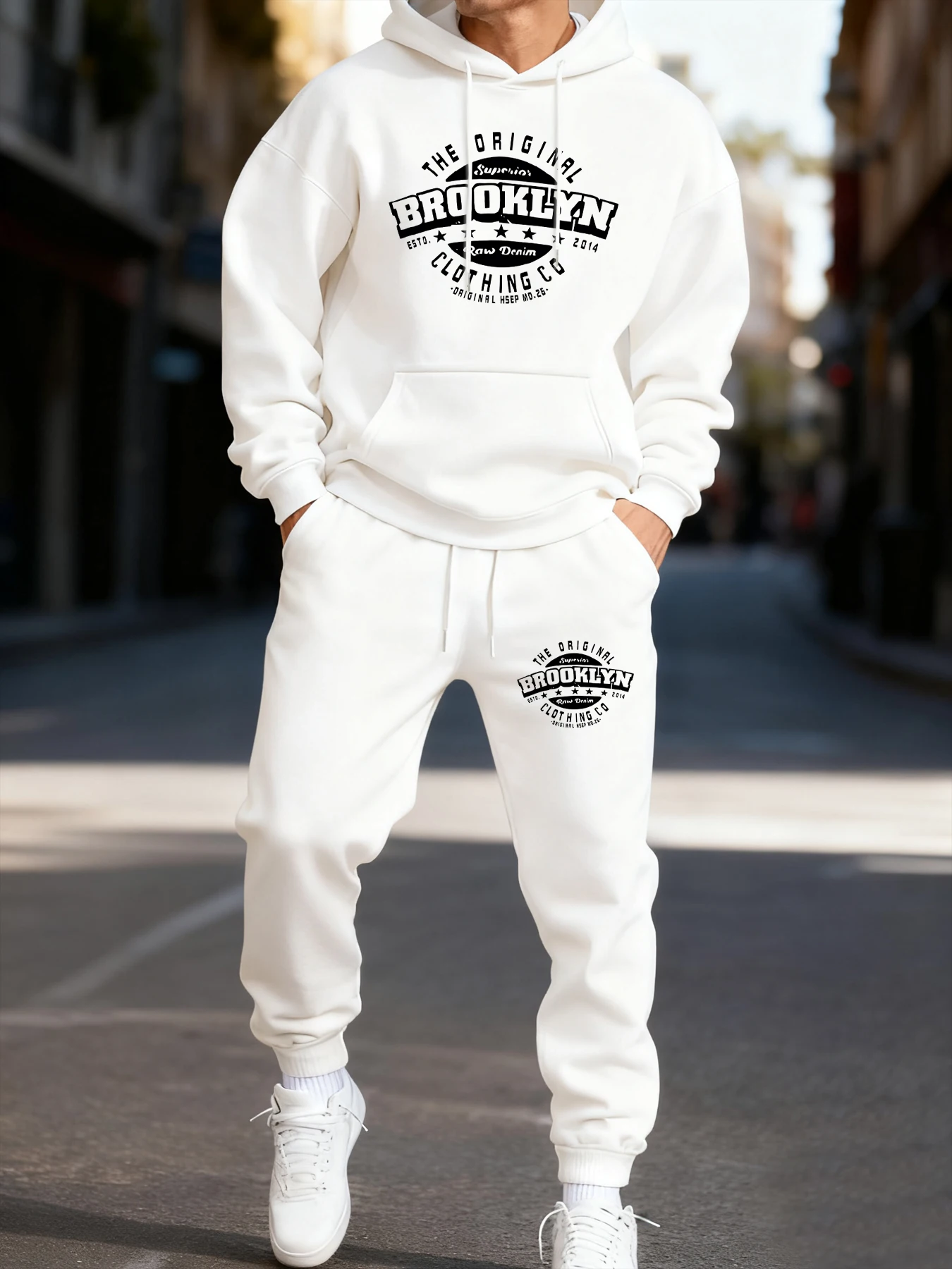 

Оригинальная одежда Brooklyn, мужская толстовка с принтом, флисовый осенний комплект из двух предметов, повседневная зимняя толстовка с капюшоном, спортивные брюки с карманами