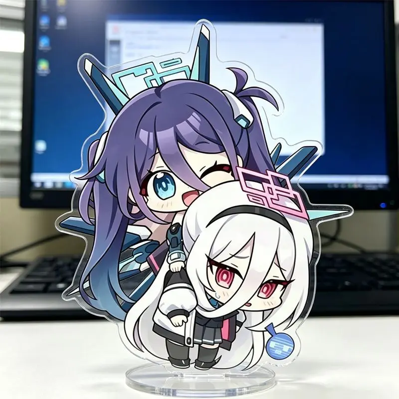 Blue Archive Standing Anime KeyChain ‌Kei Tendou Aris Tendou Men Key Chain for Women Cartoon Figure Acrylic Keyring Pendant Gift