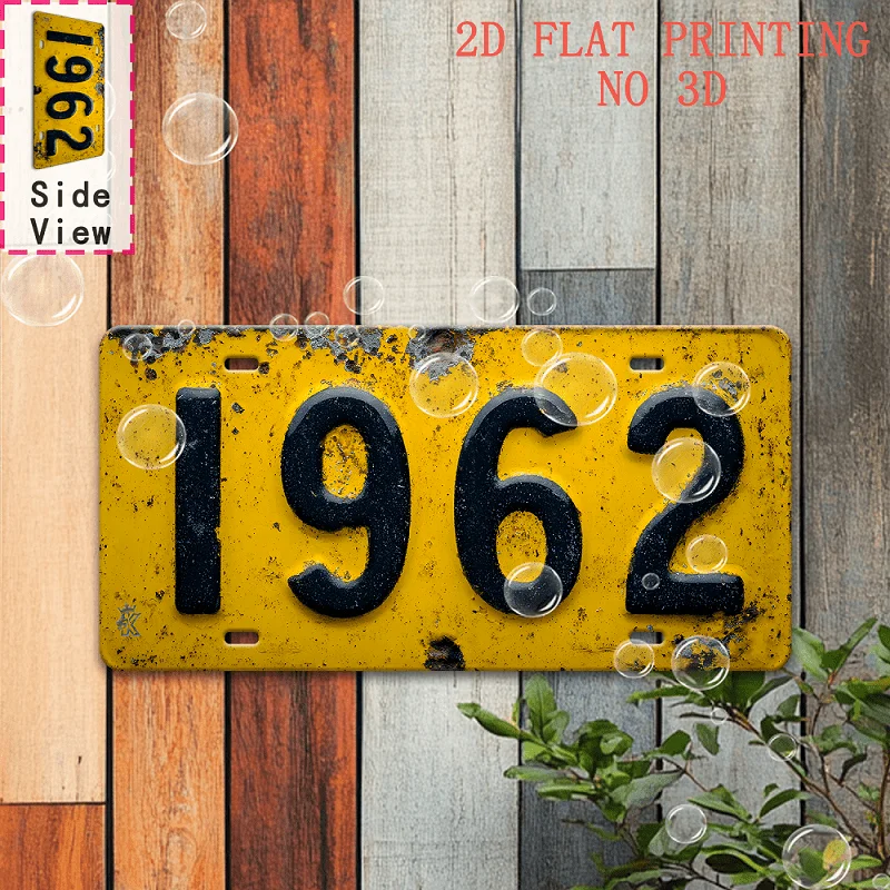 2D Flat - [2D Flat] 1pc Retro 1962 Aluminum Sign | Vintage Metal Sign Decor, 29.97cm x 14.99cm, Pre-drilled, Wall Hanging, Suita