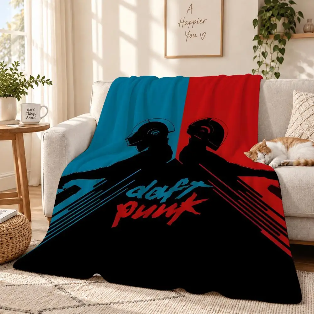 Daft Punk Band Throw 240g Lightweight Flannel Blanket, Soft Skin Throw Blanket for Sofa Bedroom