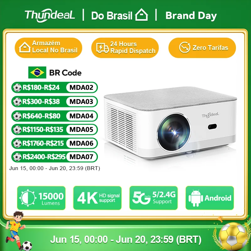 projetores no brasil Mini inteligente projetor portátil ThundeaL TD92 Pro FHD 1080p Full HD projeção 4K WiFi compatível com Android TD92Pro filmes em 3D cinema em casa Para apresentação assistir filmes