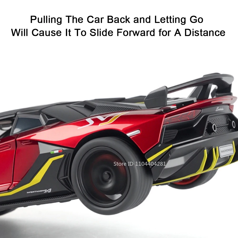 1:32 Schaal Lambor SVJ63 V12 GT Diecast Legering Auto Speelgoed Simulatie Model Lichte Muziek Deuren Geopend Miniatuur Voertuig Woondecoratie